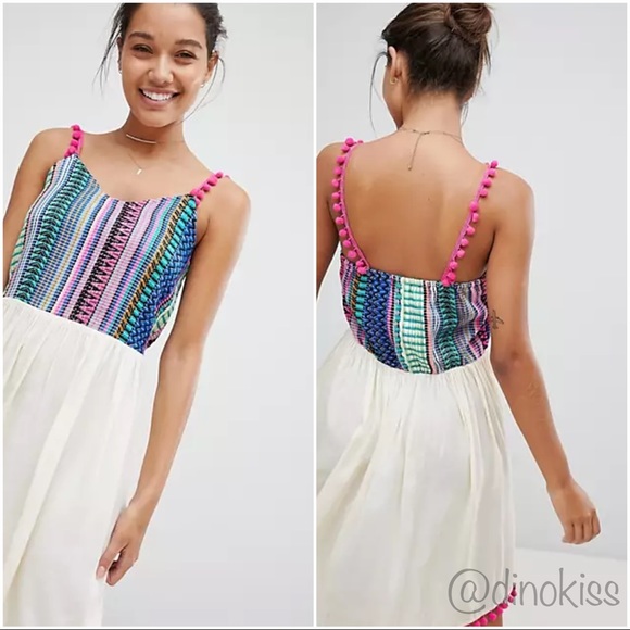 A&B Dress Multi Color Embroidered Pompom Dress - Picture 3 of 13